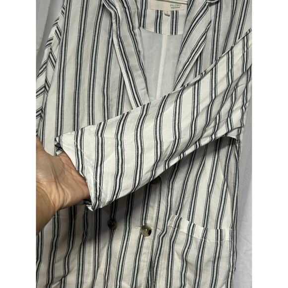 Anthropologie Pilcro Relaxed Striped Boho Lagenlook Linen Blazer Jacket XS - Picture 9 of 12